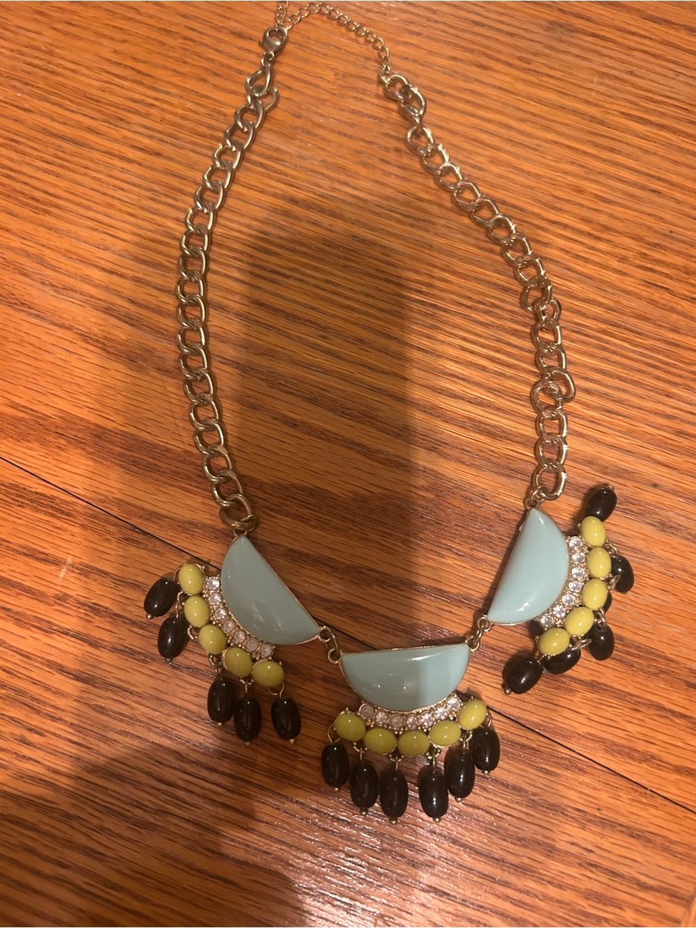 Statement Bib Necklace in Pale Mint, Yellow & Black
